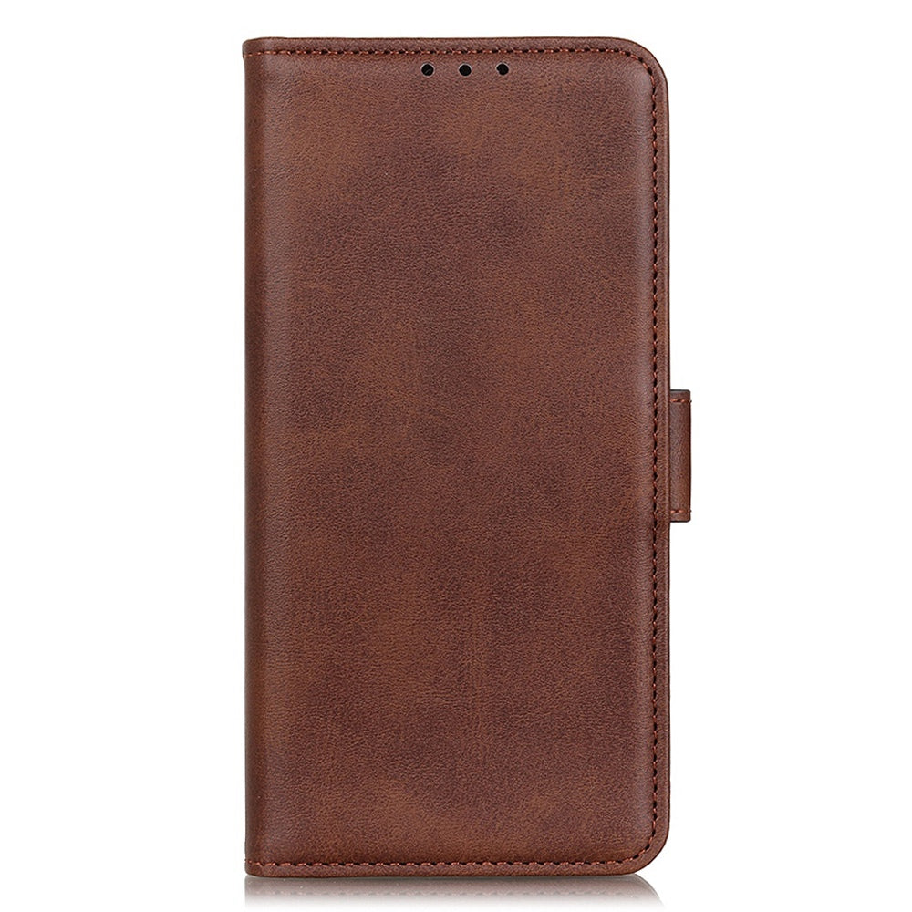 For Samsung Galaxy A06 Case Stand Cowhide Texture PU Leather Phone Cover - Brown