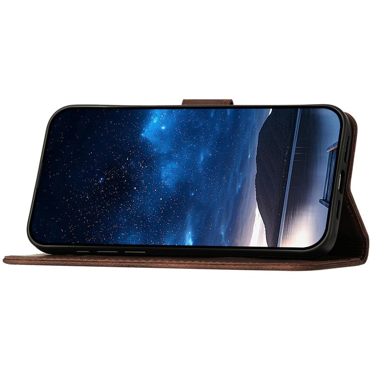 For Samsung Galaxy F55 5G / C55 5G / M55 5G Leather Wallet Case Butterfly Flower Imprinted Phone Cover with Strap - Brown