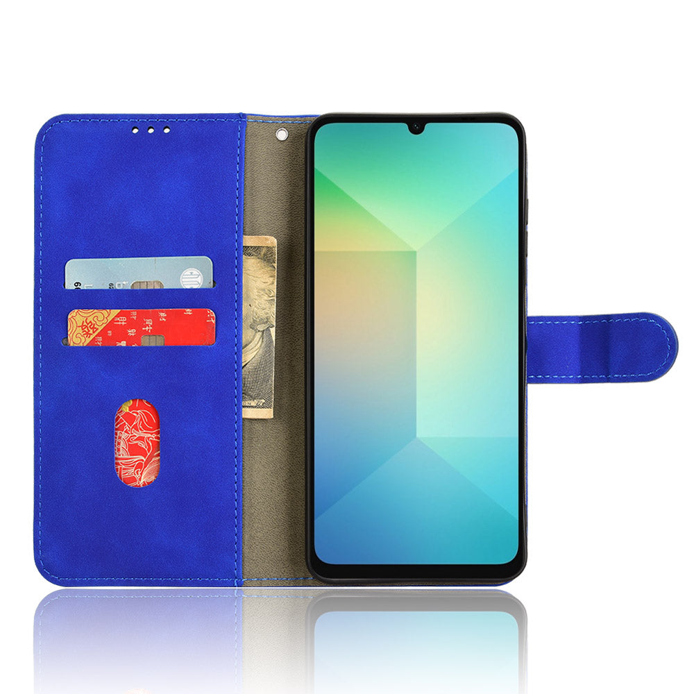 For Samsung Galaxy A06 Leather Case Skin-Feel Anti-Drop Wallet Flip Phone Cover - Blue