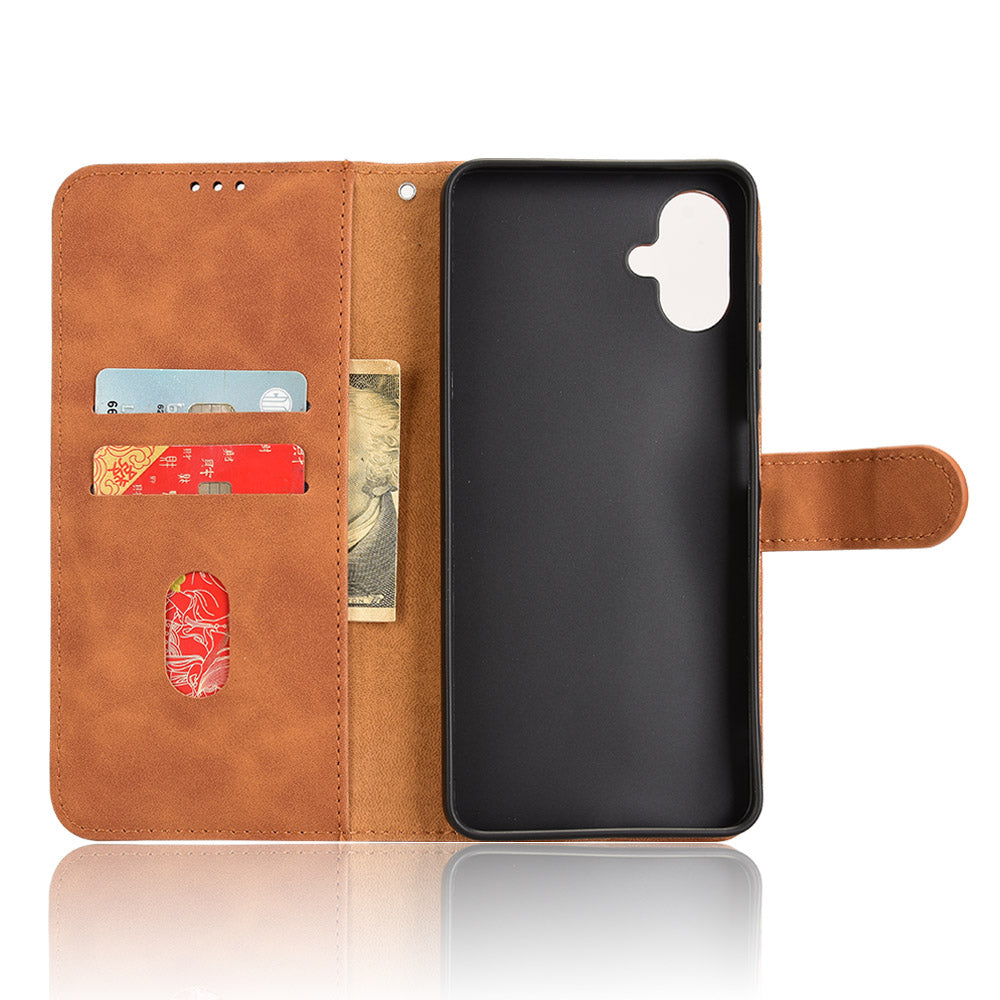 For Samsung Galaxy A06 Leather Case Skin-Feel Anti-Drop Wallet Flip Phone Cover - Brown