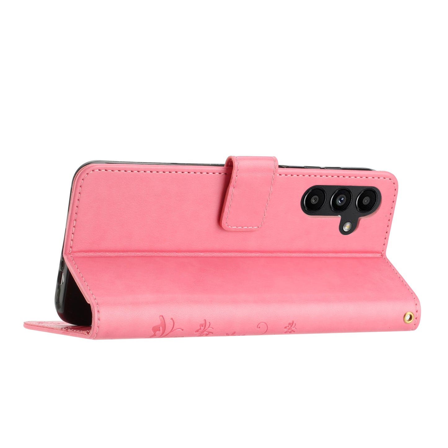 For Samsung Galaxy A16 5G / A16 4G Case PU Leather Phone Wallet Cover with Strap - Pink