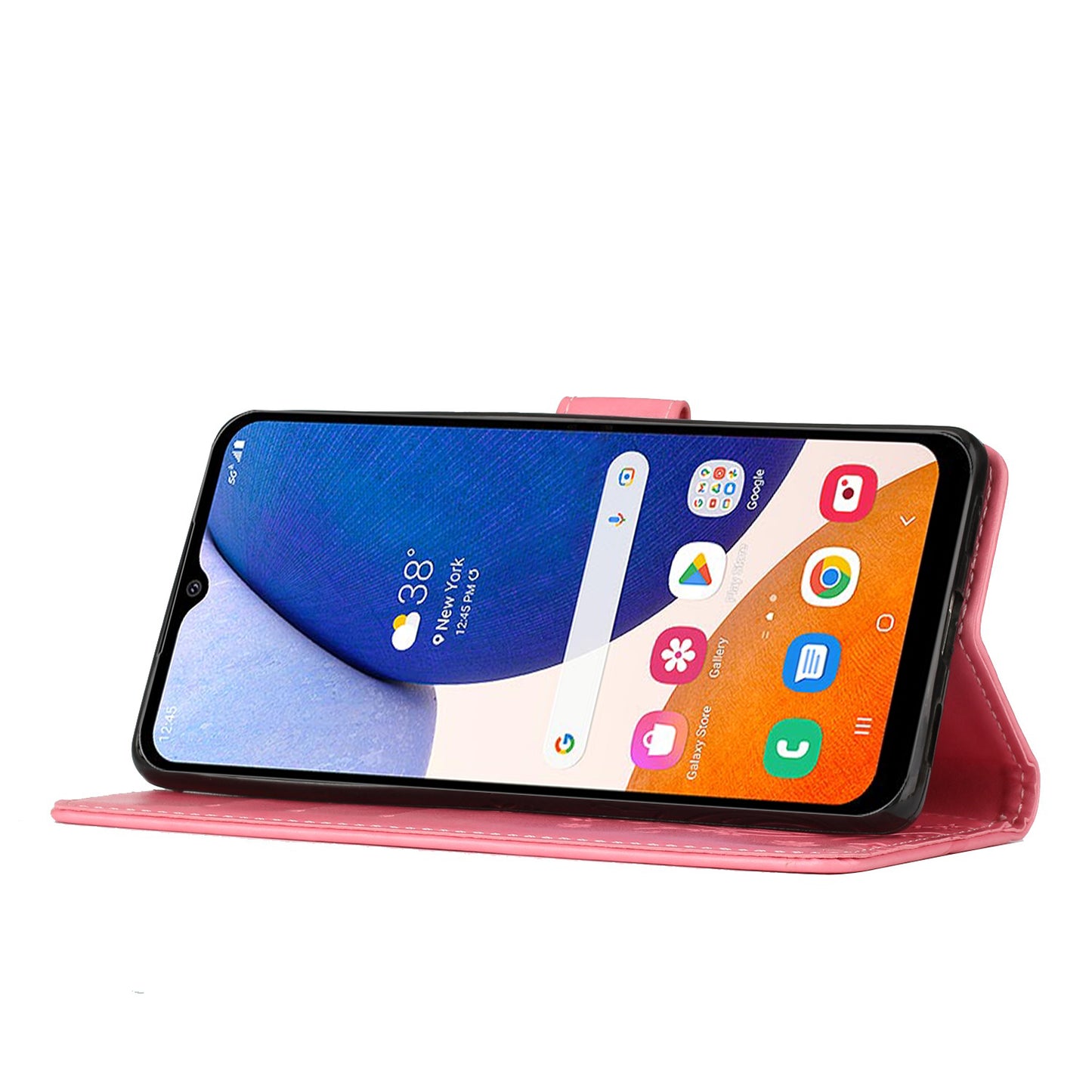 For Samsung Galaxy A16 5G / A16 4G Case PU Leather Phone Wallet Cover with Strap - Pink