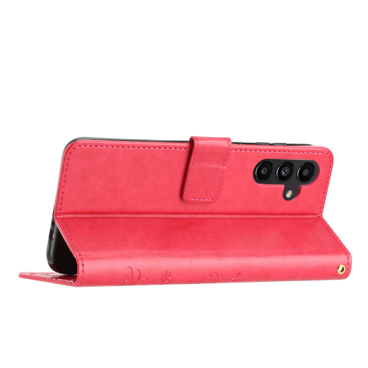 For Samsung Galaxy A16 5G / A16 4G Case PU Leather Phone Wallet Cover with Strap - Red
