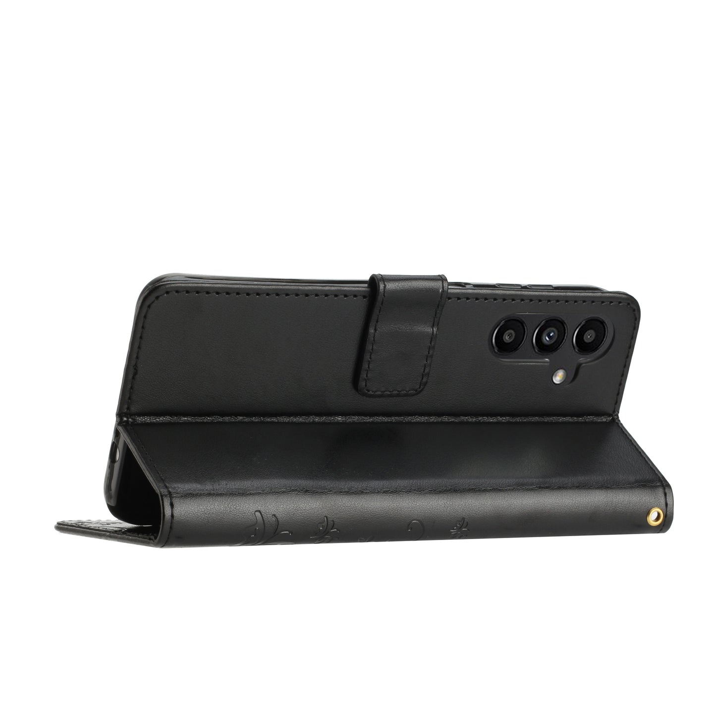 For Samsung Galaxy A16 5G / A16 4G Case PU Leather Phone Wallet Cover with Strap - Black