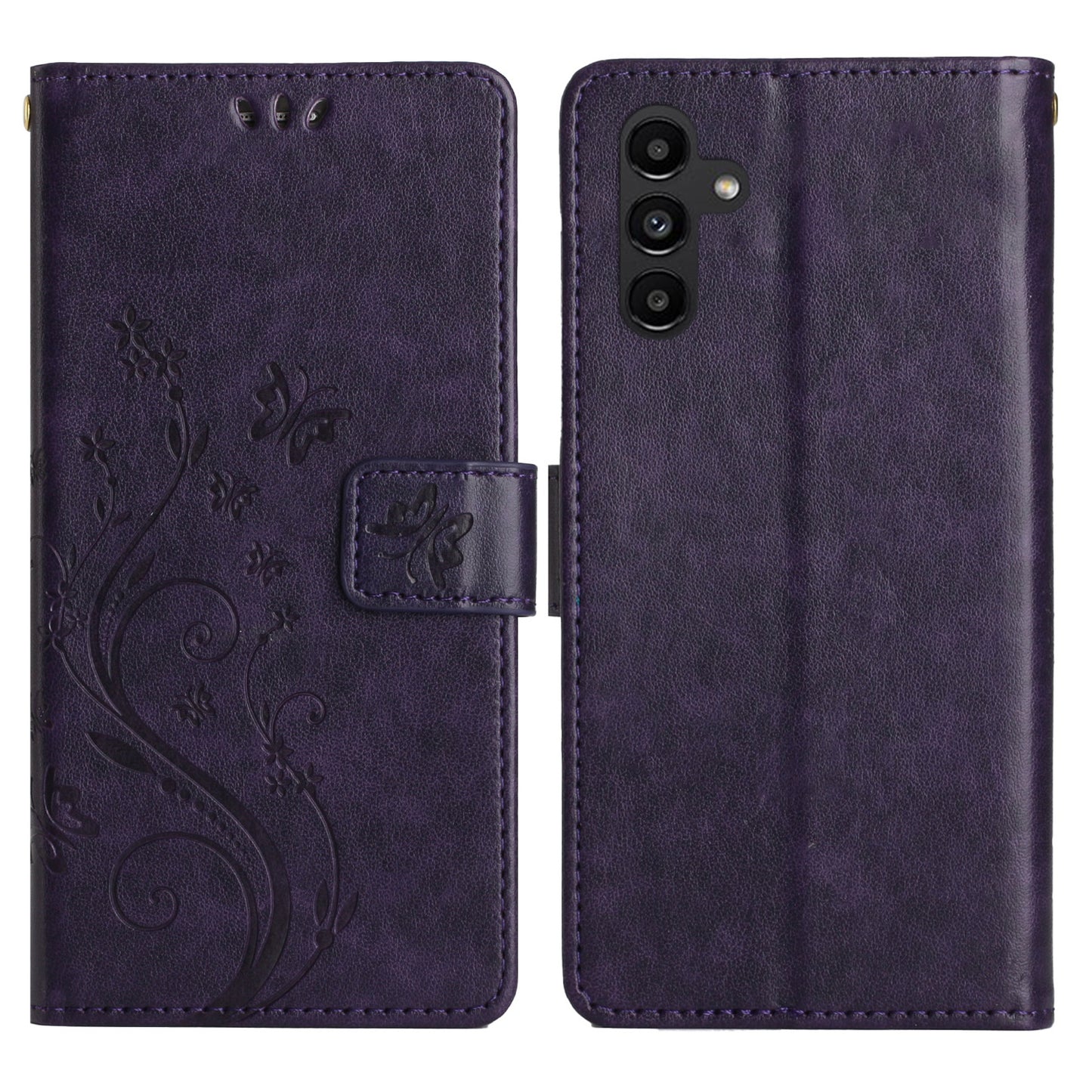 For Samsung Galaxy A16 5G / A16 4G Case PU Leather Phone Wallet Cover with Strap - Dark Purple
