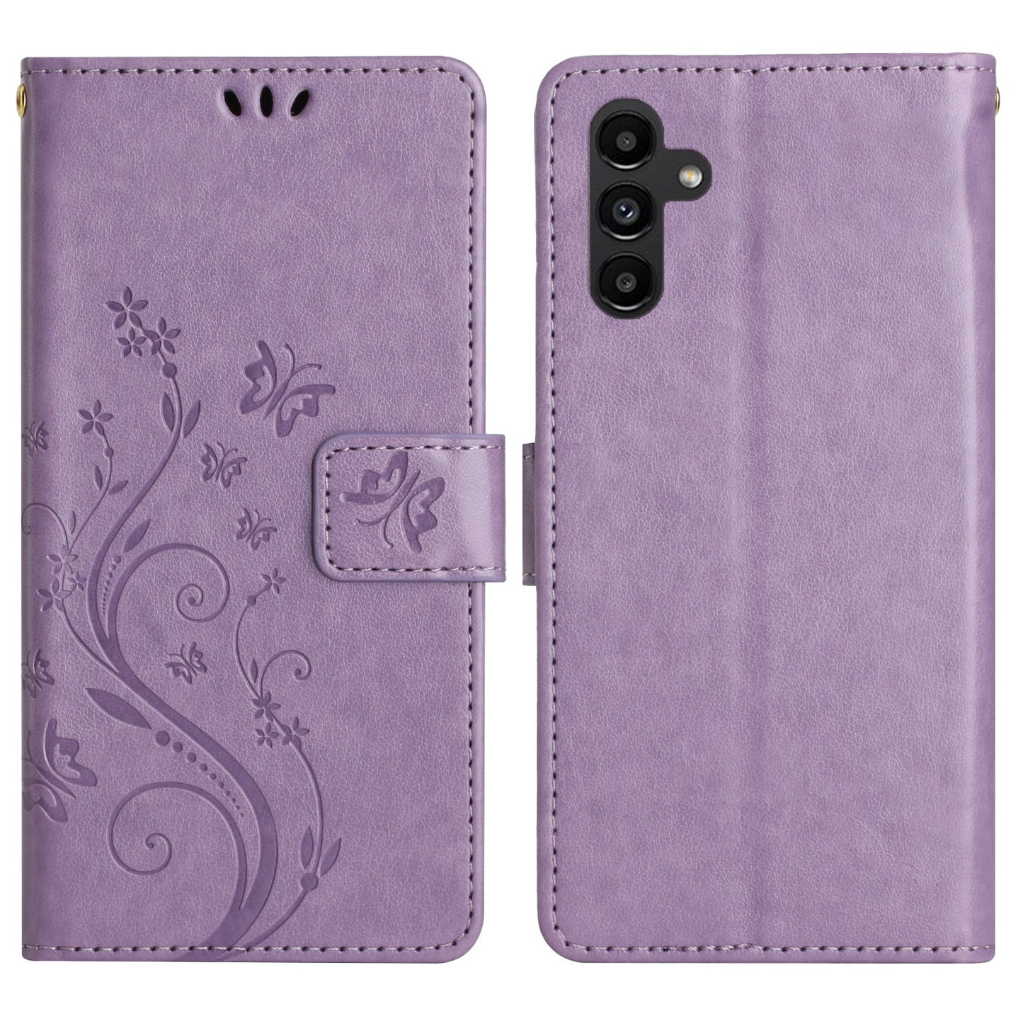 For Samsung Galaxy A16 5G / A16 4G Case PU Leather Phone Wallet Cover with Strap - Light Purple
