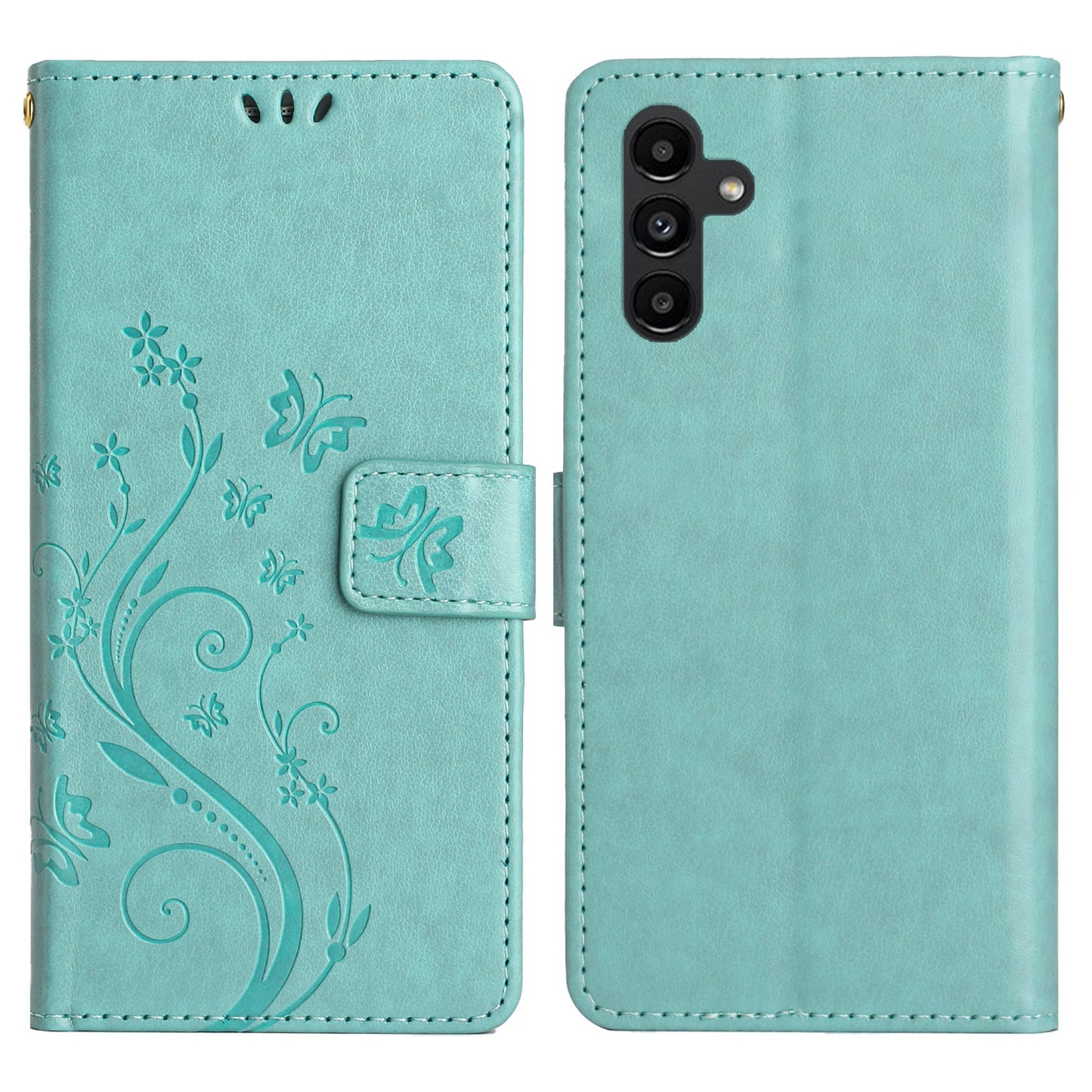 For Samsung Galaxy A16 5G / A16 4G Case PU Leather Phone Wallet Cover with Strap - Baby Blue