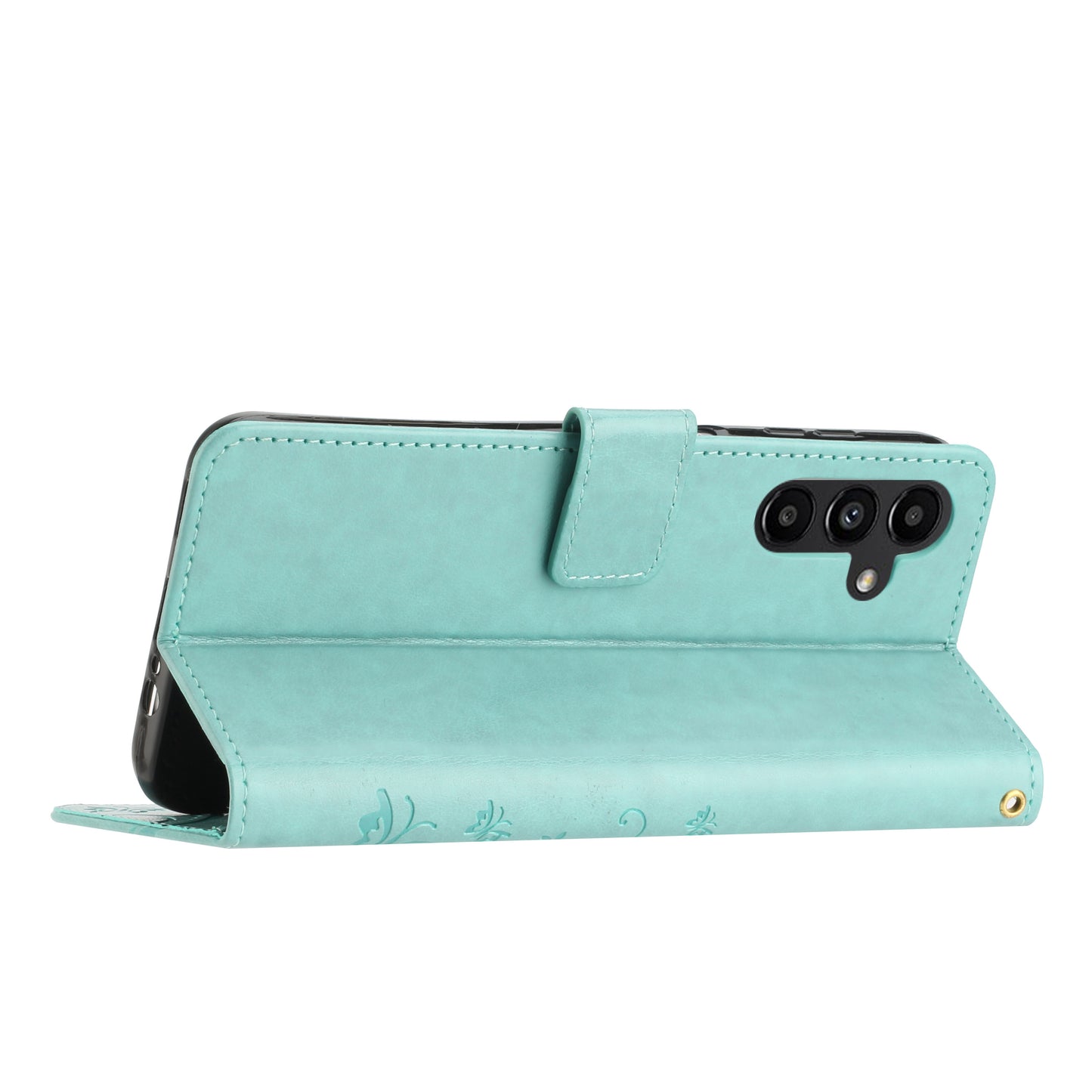 For Samsung Galaxy A16 5G / A16 4G Case PU Leather Phone Wallet Cover with Strap - Baby Blue