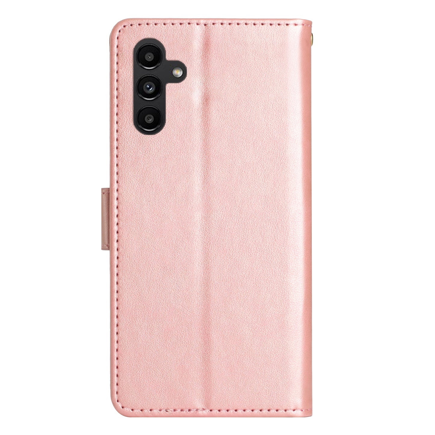 For Samsung Galaxy A16 5G / A16 4G Case PU Leather Phone Wallet Cover with Strap - Rose Gold
