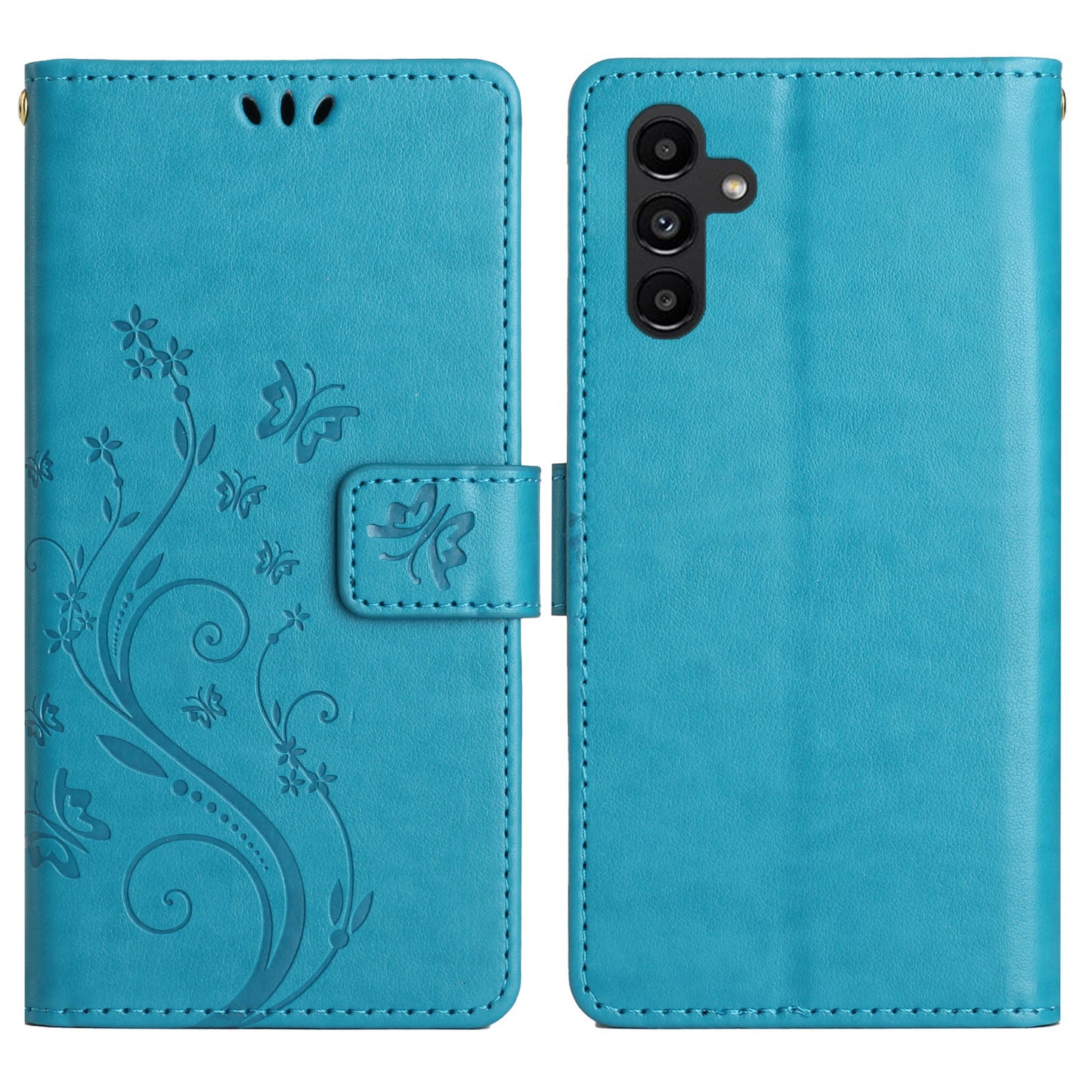 For Samsung Galaxy A16 5G / A16 4G Case PU Leather Phone Wallet Cover with Strap - Blue
