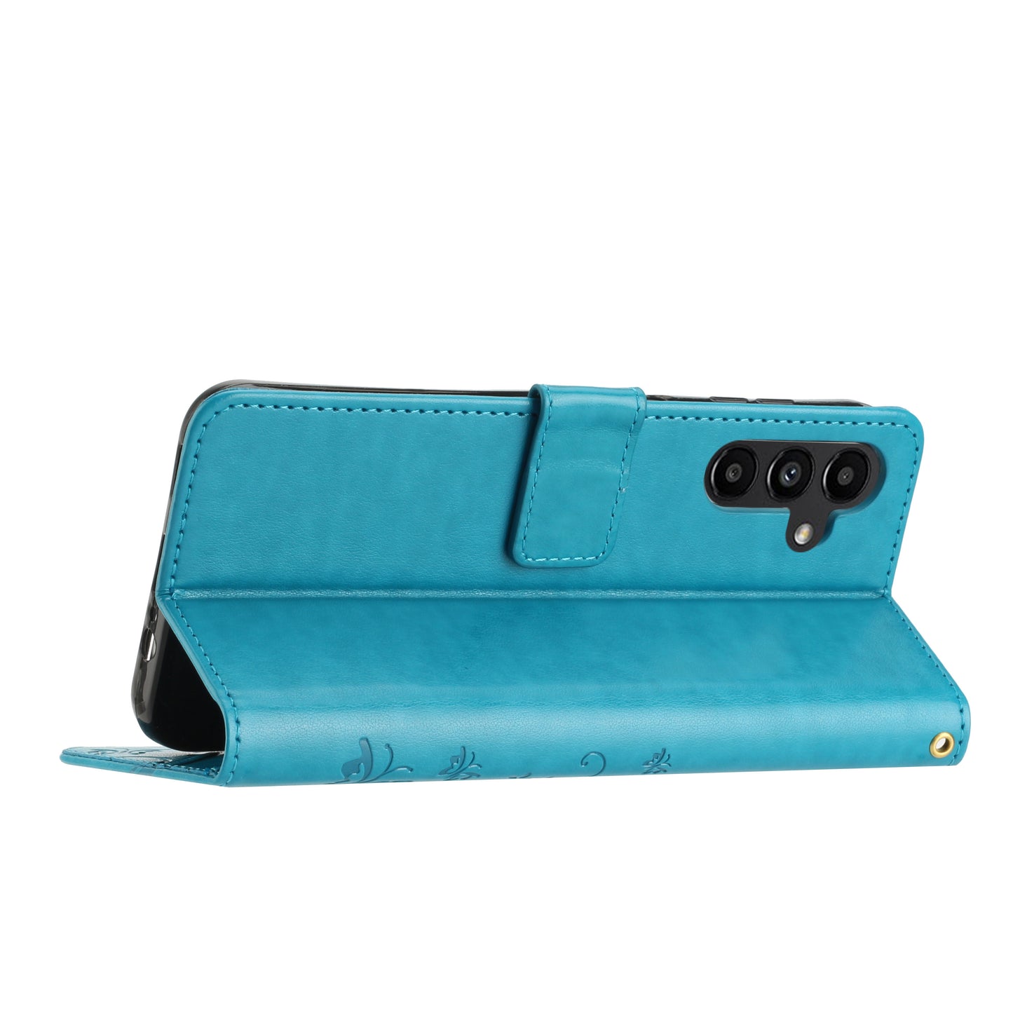 For Samsung Galaxy A16 5G / A16 4G Case PU Leather Phone Wallet Cover with Strap - Blue