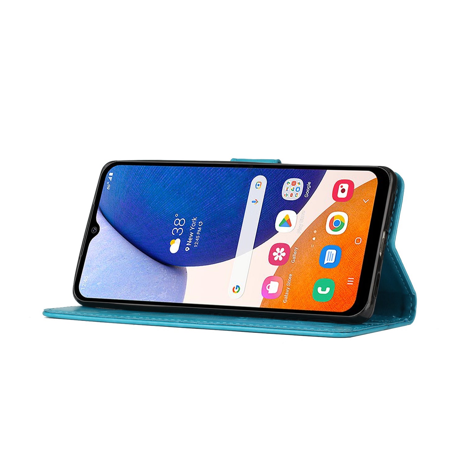 For Samsung Galaxy A16 5G / A16 4G Case PU Leather Phone Wallet Cover with Strap - Blue