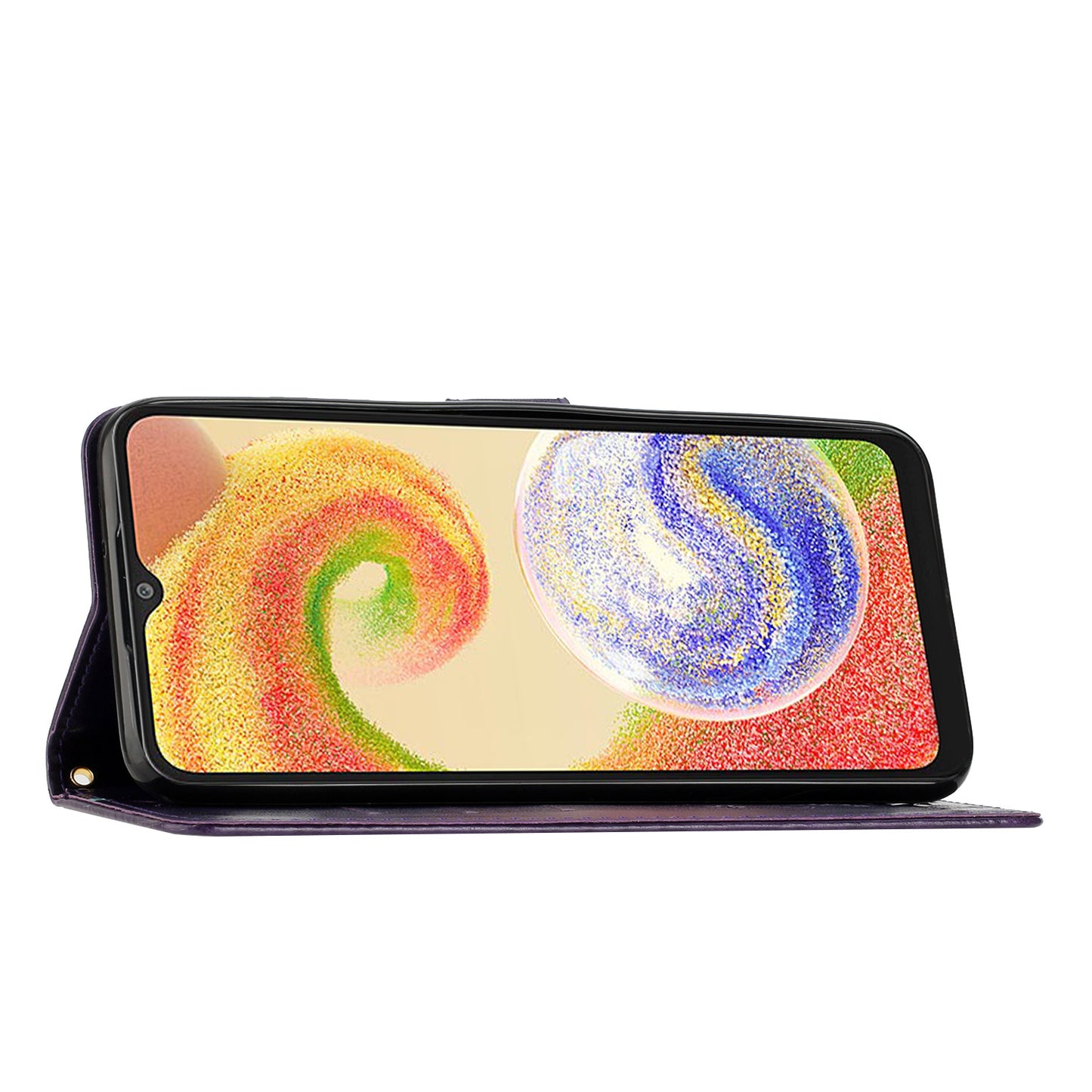 For Samsung Galaxy A06 Case PU Leather Phone Wallet Cover with Strap - Dark Purple