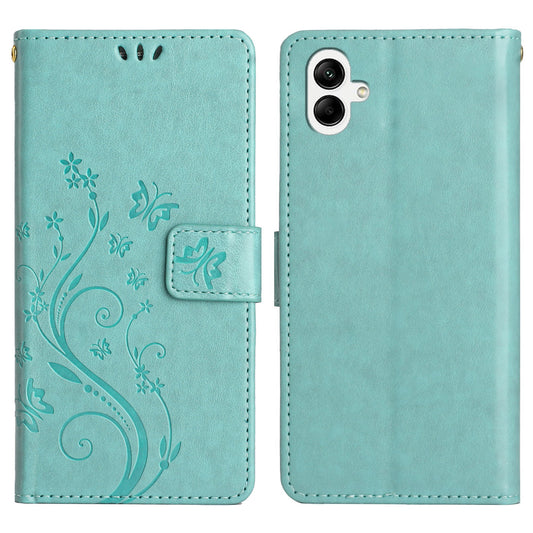 For Samsung Galaxy A06 Case PU Leather Phone Wallet Cover with Strap - Baby Blue