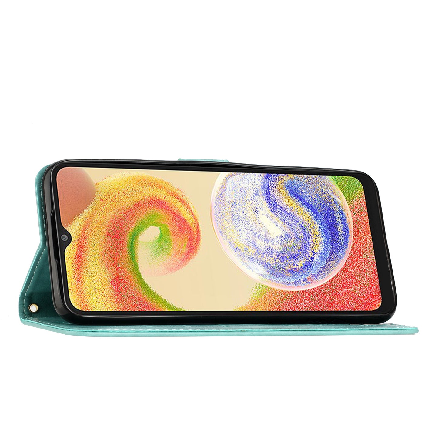 For Samsung Galaxy A06 Case PU Leather Phone Wallet Cover with Strap - Baby Blue