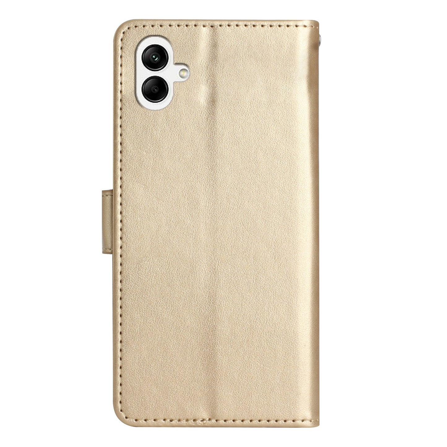 For Samsung Galaxy A06 Case PU Leather Phone Wallet Cover with Strap - Gold