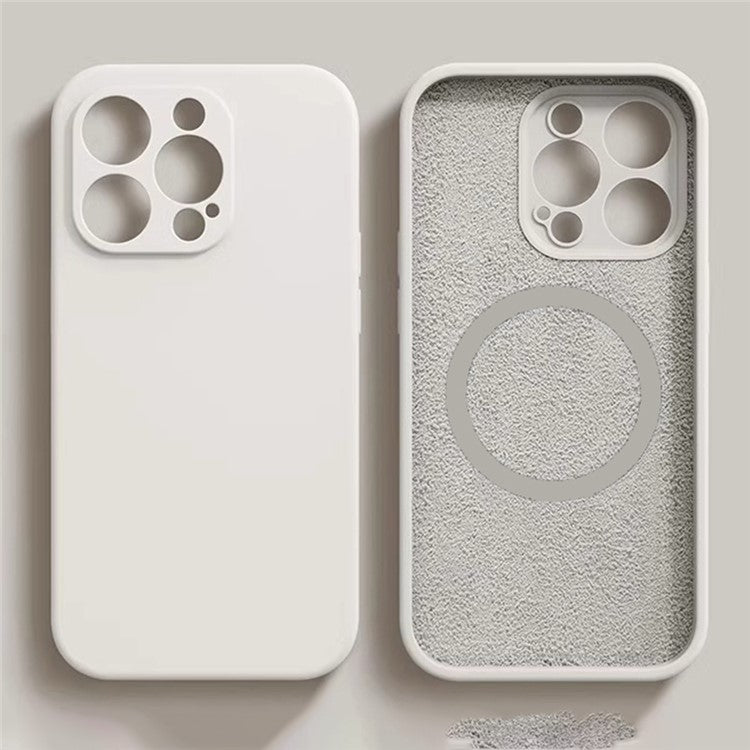 For iPhone 16 Pro Magnetic Case Shockproof Soft TPU Phone Cover - White