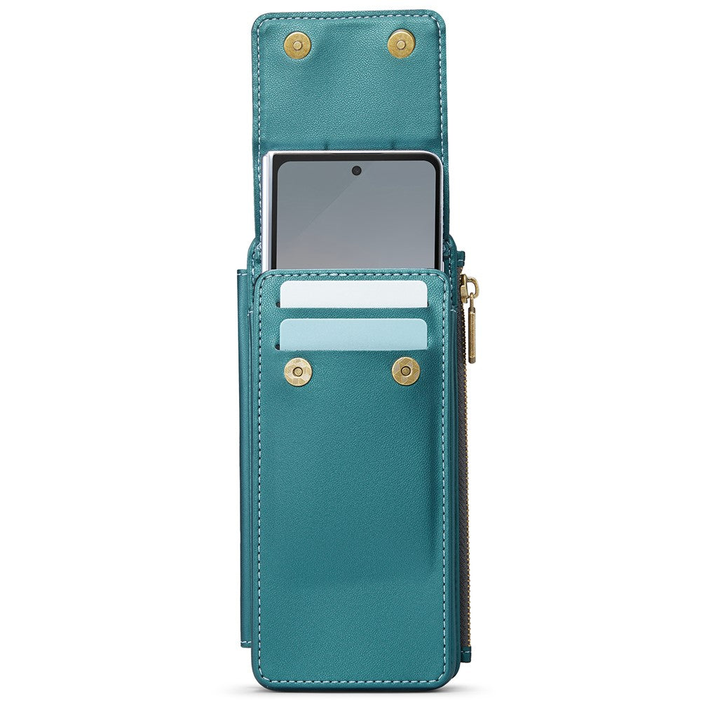 CASEME ME50 Phone Shoulder Bag for Samsung Galaxy Z Fold7 5G / Z Fold6 5G / Z Fold5 5G / Z Fold4 5G / Z Fold3 5G RFID Blocking Leather Pouch - Blue