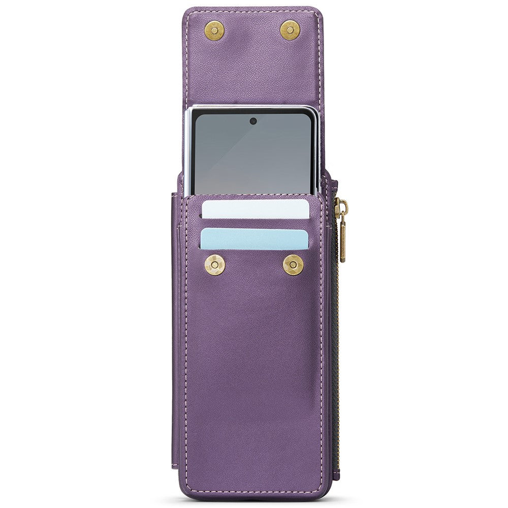 CASEME ME50 Phone Shoulder Bag for Samsung Galaxy Z Fold7 5G / Z Fold6 5G / Z Fold5 5G / Z Fold4 5G / Z Fold3 5G RFID Blocking Leather Pouch - Purple