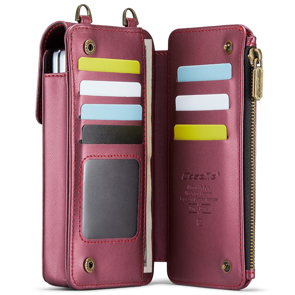 CASEME ME50 Phone Shoulder Bag for Samsung Galaxy Z Fold7 5G / Z Fold6 5G / Z Fold5 5G / Z Fold4 5G / Z Fold3 5G RFID Blocking Leather Pouch - Red