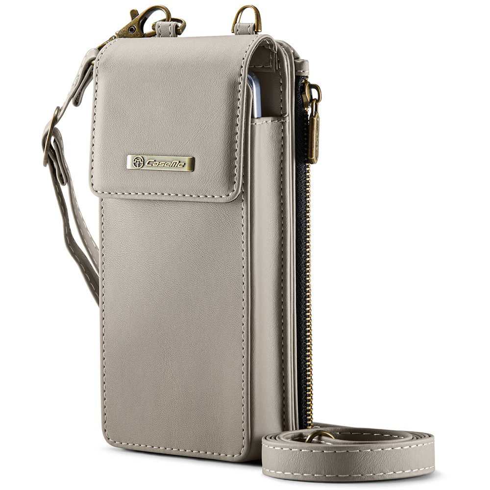 CASEME ME50 Phone Shoulder Bag for Samsung Galaxy Z Fold7 5G / Z Fold6 5G / Z Fold5 5G / Z Fold4 5G / Z Fold3 5G RFID Blocking Leather Pouch - Grey