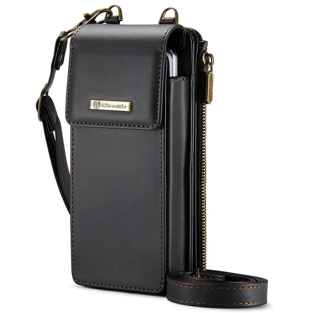 CASEME ME50 Phone Shoulder Bag for Samsung Galaxy Z Fold7 5G / Z Fold6 5G / Z Fold5 5G / Z Fold4 5G / Z Fold3 5G RFID Blocking Leather Pouch - Black