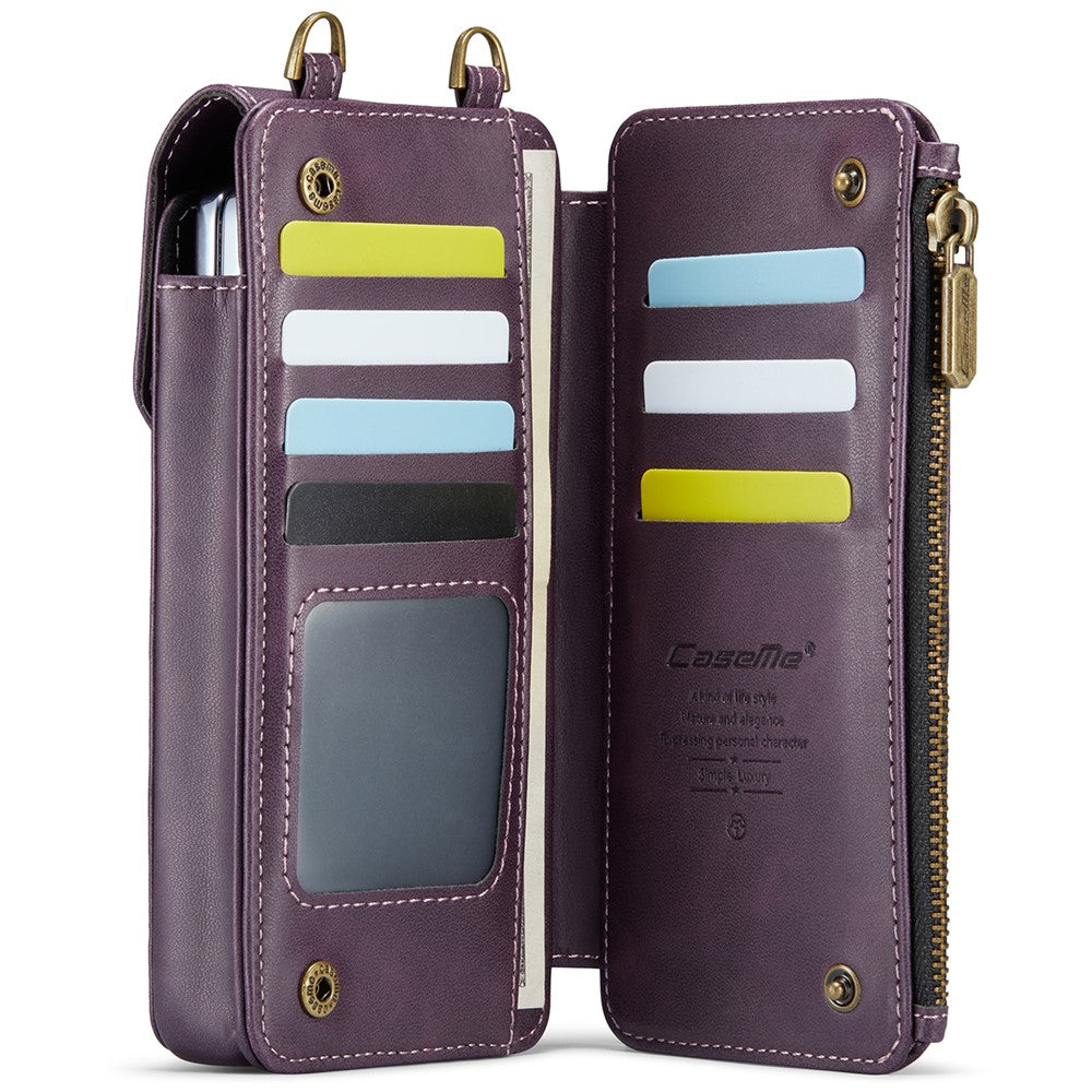 CASEME ME40 Crossbody Bag for Samsung Galaxy Z Fold7 5G / Z Fold6 5G / Z Fold5 5G / Z Fold4 5G / Z Fold3 5G Leather RFID Blocking Wallet - Purple
