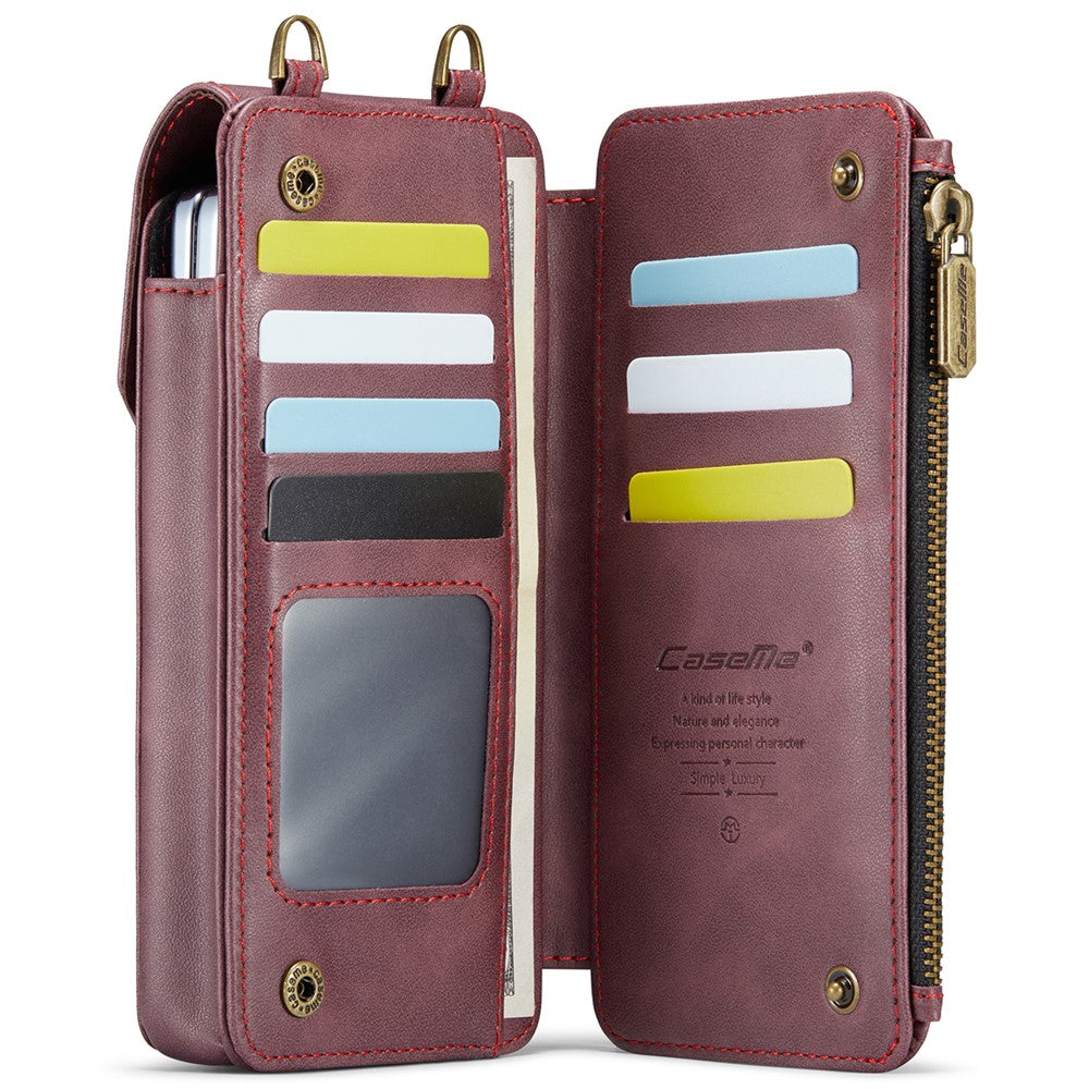 CASEME ME40 Crossbody Bag for Samsung Galaxy Z Fold7 5G / Z Fold6 5G / Z Fold5 5G / Z Fold4 5G / Z Fold3 5G Leather RFID Blocking Wallet- Red