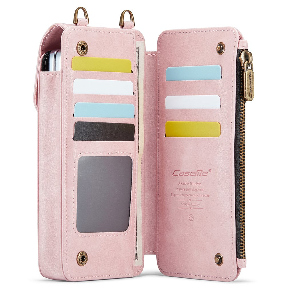 CASEME ME40 Crossbody Bag for Samsung Galaxy Z Fold7 5G / Z Fold6 5G / Z Fold5 5G / Z Fold4 5G / Z Fold3 5G Leather RFID Blocking Wallet - Pink