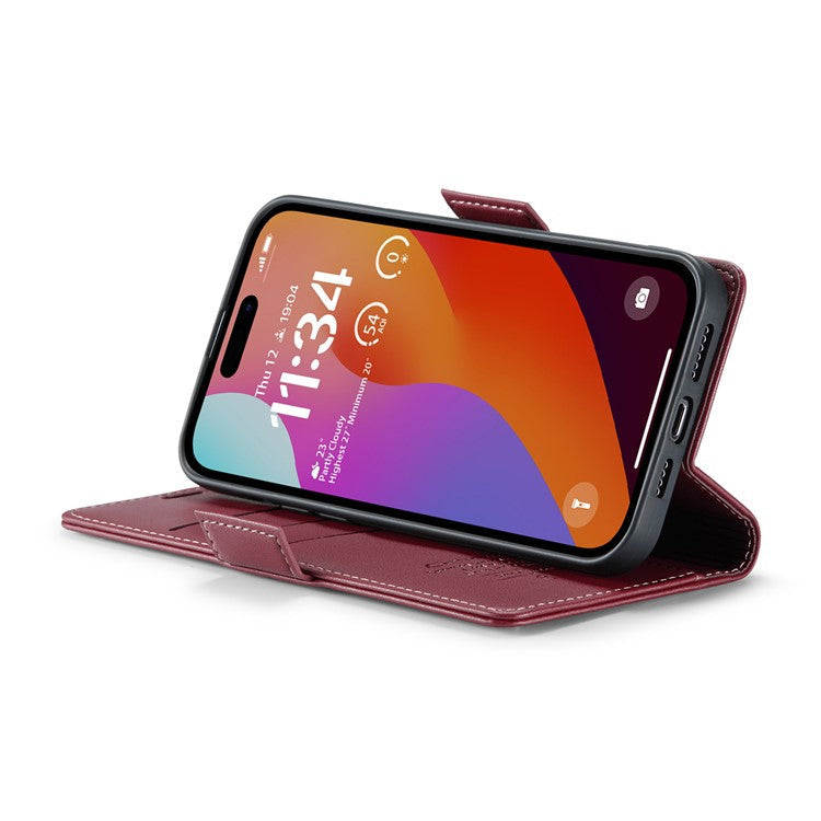 CASEME 023 Series For iPhone 16 Pro Case RFID Blocking Glossy Stand Phone Cover - Red