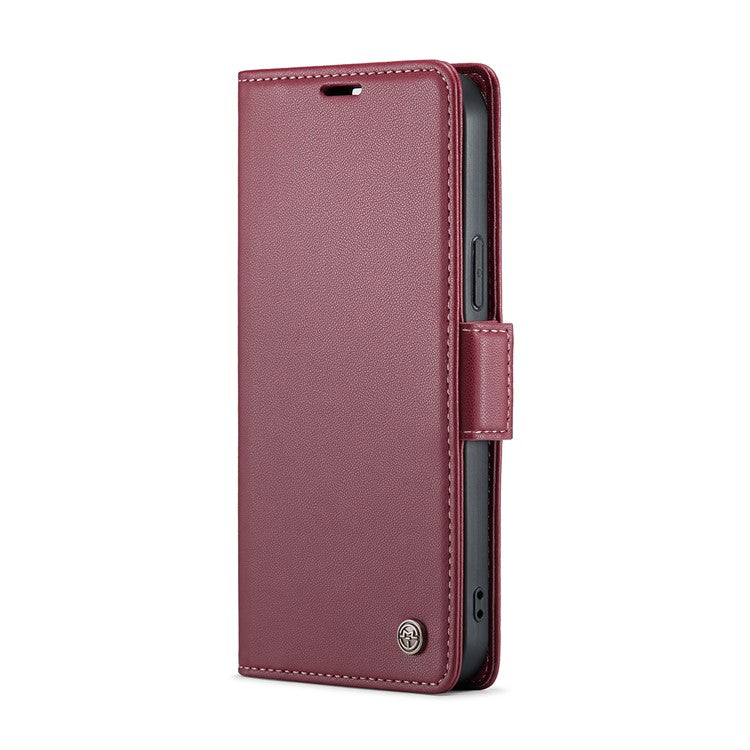 CASEME 023 Series For iPhone 16 Pro Case RFID Blocking Glossy Stand Phone Cover - Red