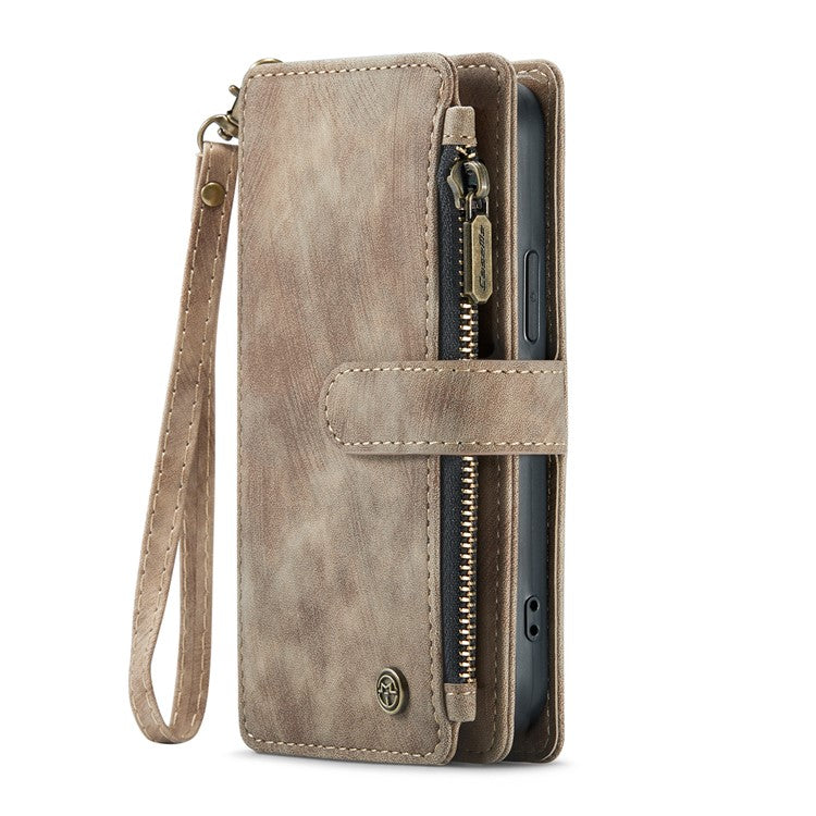 CASEME C30 Series for iPhone 16 Pro Case PU Leather 7 Card Slots Wallet Phone Cover - Brown