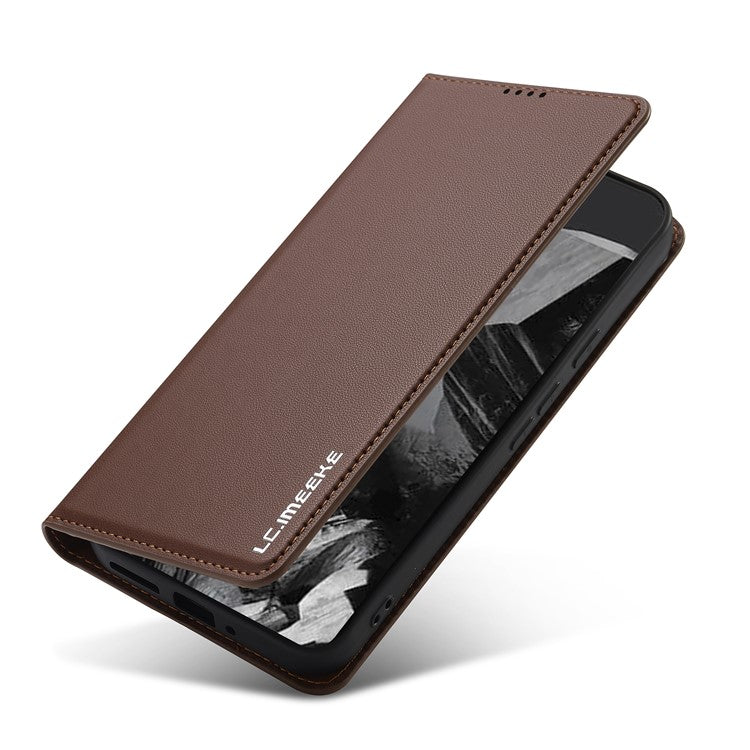 LC.IMEEKE L1 Series for Google Pixel 9 Pro XL Case PU Leather Wallet Stand Protective Phone Cover - Brown