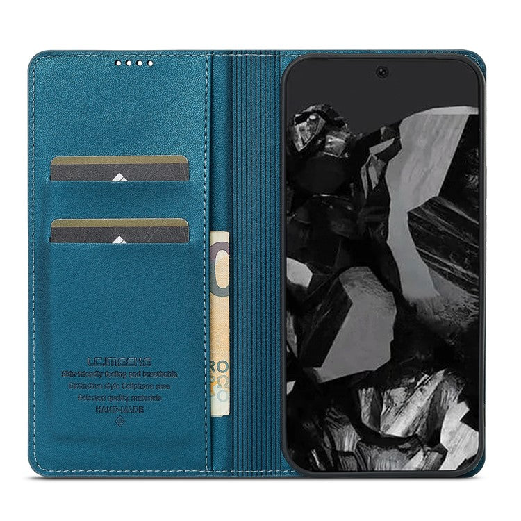 LC.IMEEKE L1 Series for Google Pixel 9 Pro / Pixel 9 Case PU Leather Wallet Stand Protective Phone Cover - Blue