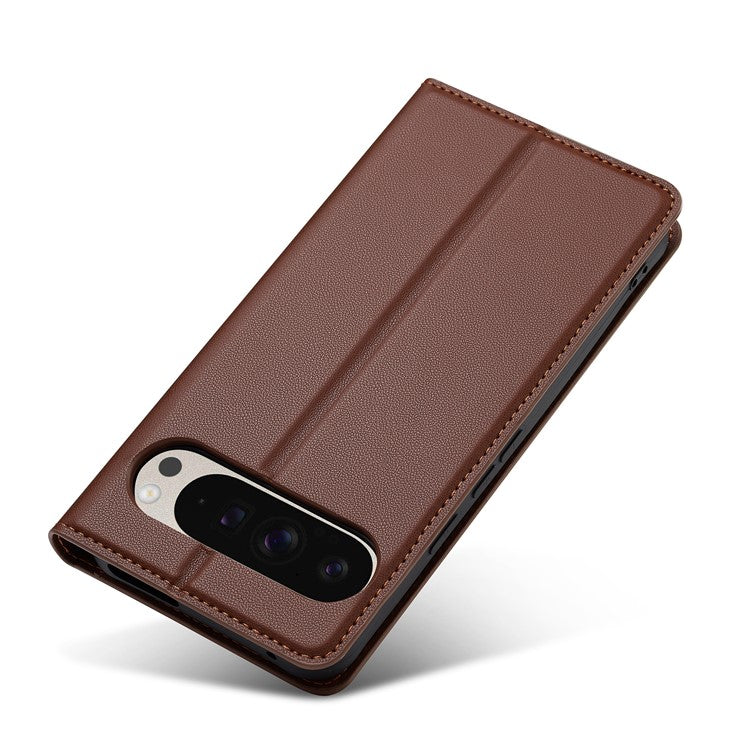LC.IMEEKE L1 Series for Google Pixel 9 Pro / Pixel 9 Case PU Leather Wallet Stand Protective Phone Cover - Brown