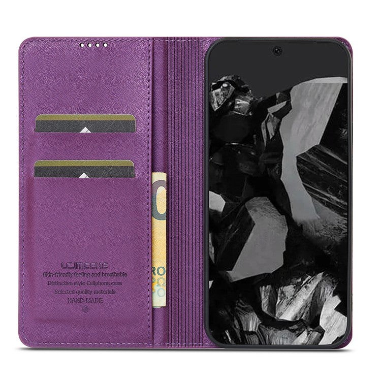 LC.IMEEKE L1 Series for Google Pixel 9 Pro / Pixel 9 Case PU Leather Wallet Stand Protective Phone Cover - Purple