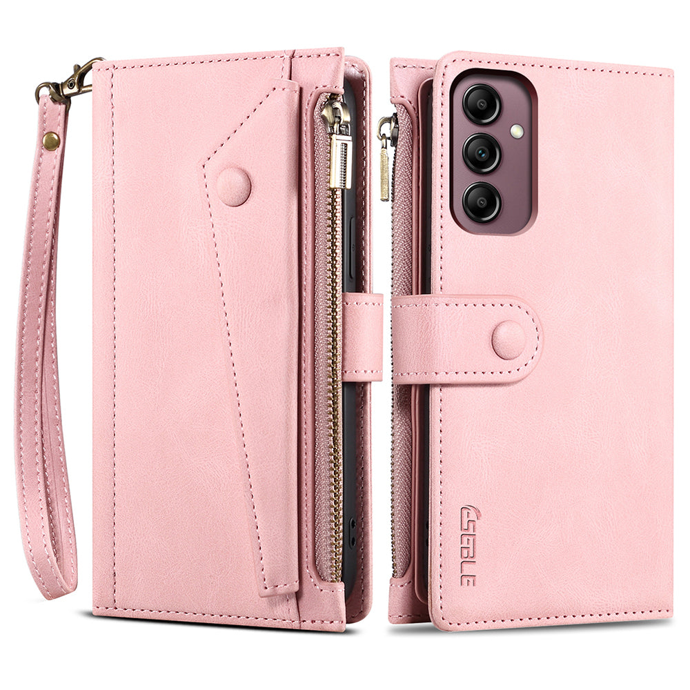 ESEBLE Star Series For Samsung Galaxy A16 5G / A16 4G Case Zipper Wallet Leather Stand Phone Cover - Rose Gold