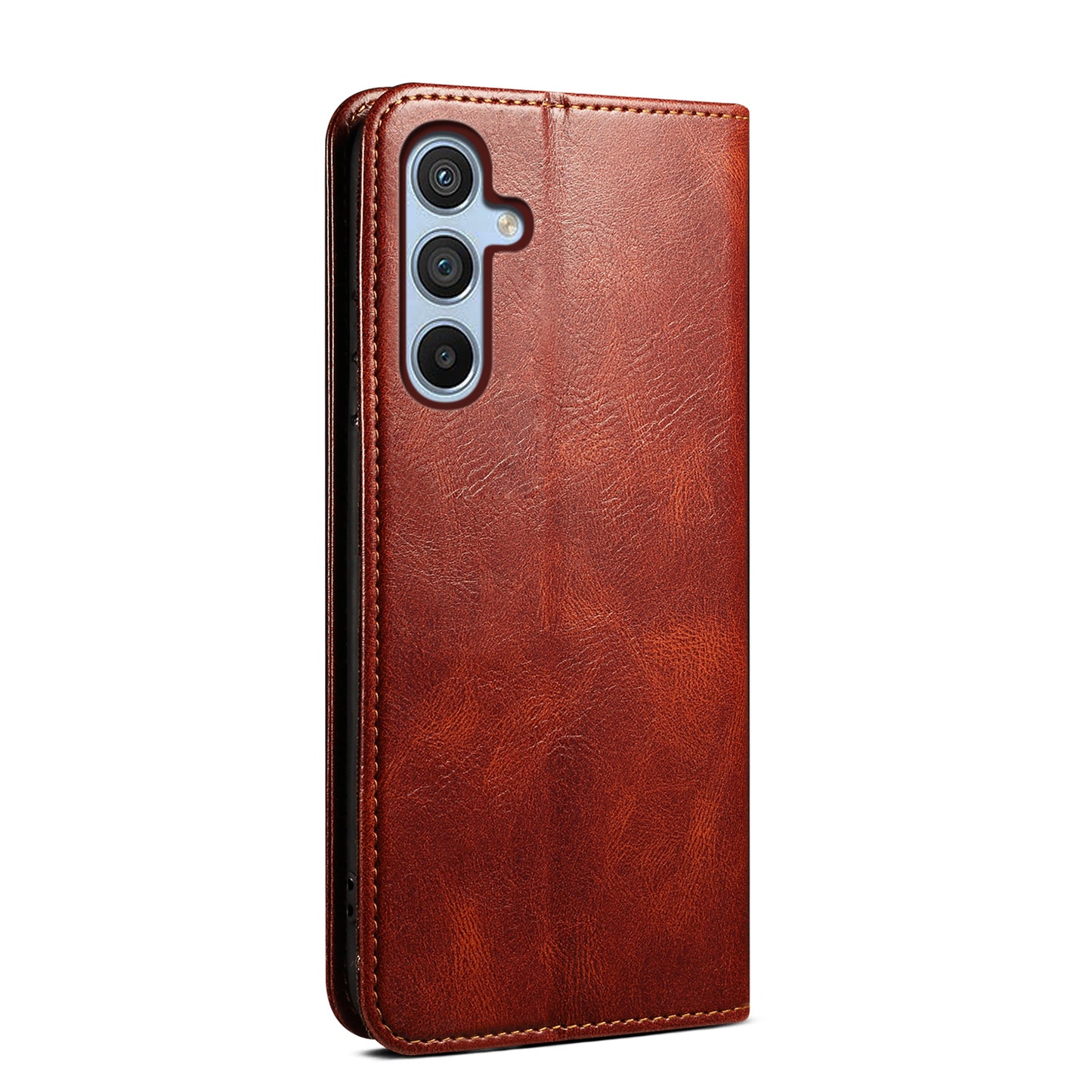 For Samsung Galaxy A16 5G / A16 4G Case Crazy Horse Texture Waxy Leather Wallet Stand Cover - Brown