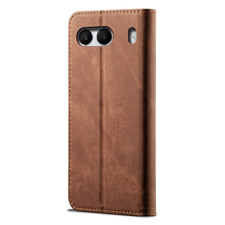 For OnePlus Nord 4 Case Jeans Cloth Texture Anti-Scratch Leather Stand Phone Cover - Coffee