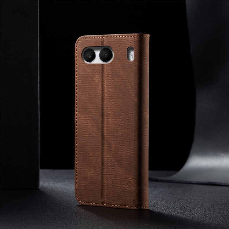 For OnePlus Nord 4 Case Jeans Cloth Texture Anti-Scratch Leather Stand Phone Cover - Coffee