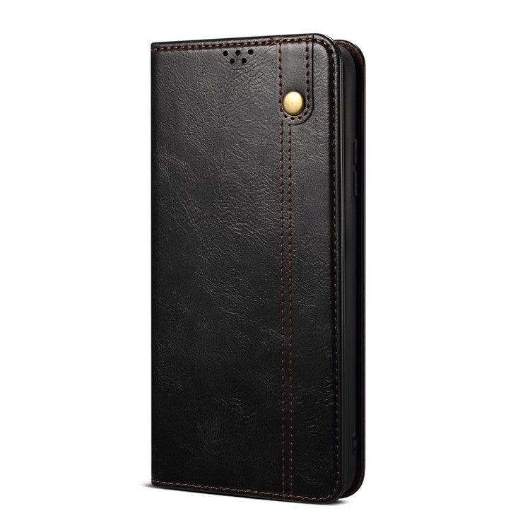 For OnePlus Nord 4 Case Crazy Horse Texture Waxy Leather Wallet Stand Cover - Black