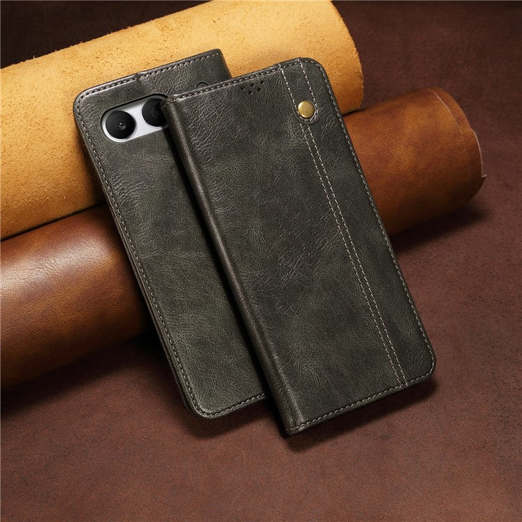 For OnePlus Nord 4 Case Crazy Horse Texture Waxy Leather Wallet Stand Cover - Green
