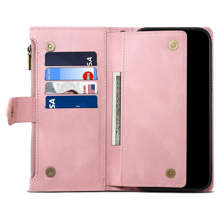 ESEBLE Star Series For Google Pixel 9 / Pixel 9 Pro Case Zipper Wallet Leather Stand Phone Cover - Rose Gold