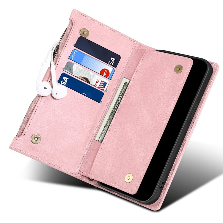 ESEBLE Star Series For Google Pixel 9 / Pixel 9 Pro Case Zipper Wallet Leather Stand Phone Cover - Rose Gold