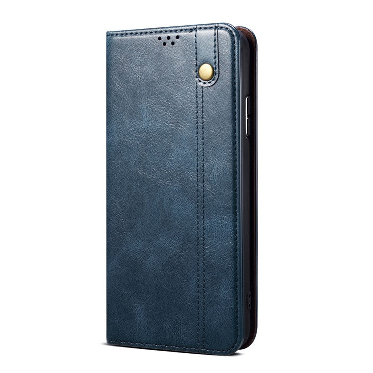 For Google Pixel 9 / Pixel 9 Pro Case Crazy Horse Texture Waxy Leather Wallet Stand Cover - Blue