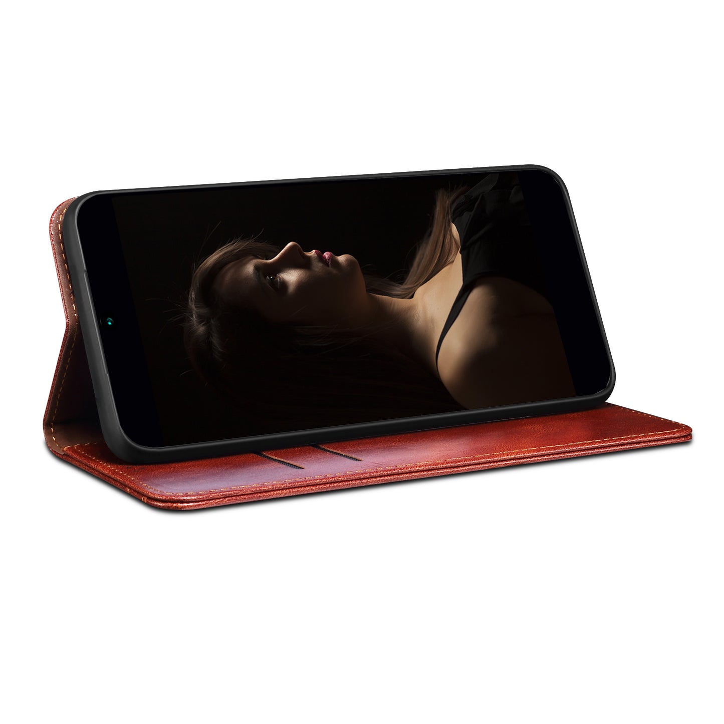 For Samsung Galaxy A06 Case Crazy Horse Texture Waxy Leather Wallet Stand Cover - Brown