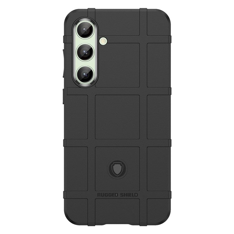 For Samsung Galaxy S24 FE Case Grid Design Soft TPU Scratch-Proof Phone Cover - Black