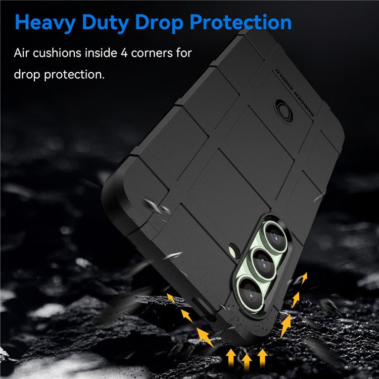 For Samsung Galaxy S24 FE Case Grid Design Soft TPU Scratch-Proof Phone Cover - Black