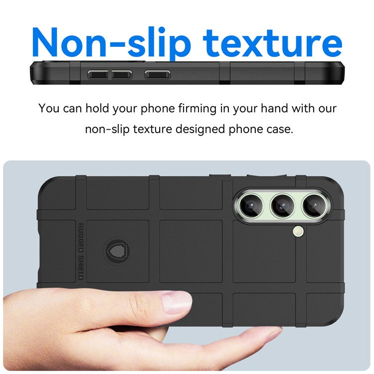 For Samsung Galaxy S24 FE Case Grid Design Soft TPU Scratch-Proof Phone Cover - Black