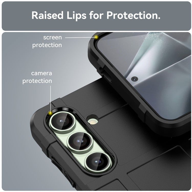 For Samsung Galaxy S24 FE Case Grid Design Soft TPU Scratch-Proof Phone Cover - Black